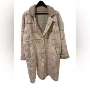 Chic Neutral Textured Knit Coatigan | Faux Fur Collar | Oversized Cozy Luxe